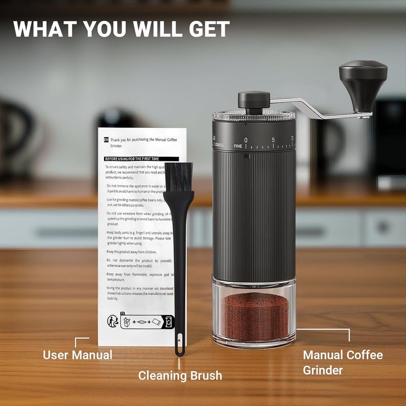 EZVING Mini Manual Coffee Grinder with 40 Adjustable Settings, Portable Hand Coffee Bean Mill with 30g Capacity, Conical Burr Coffee Grinder with Crank for Travel, Camping, Office, Espresso, Pour Over, etc - Image 5